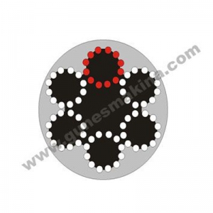 6x12+7 PVC Kaplı Çelik Halat Kırmızı Damar